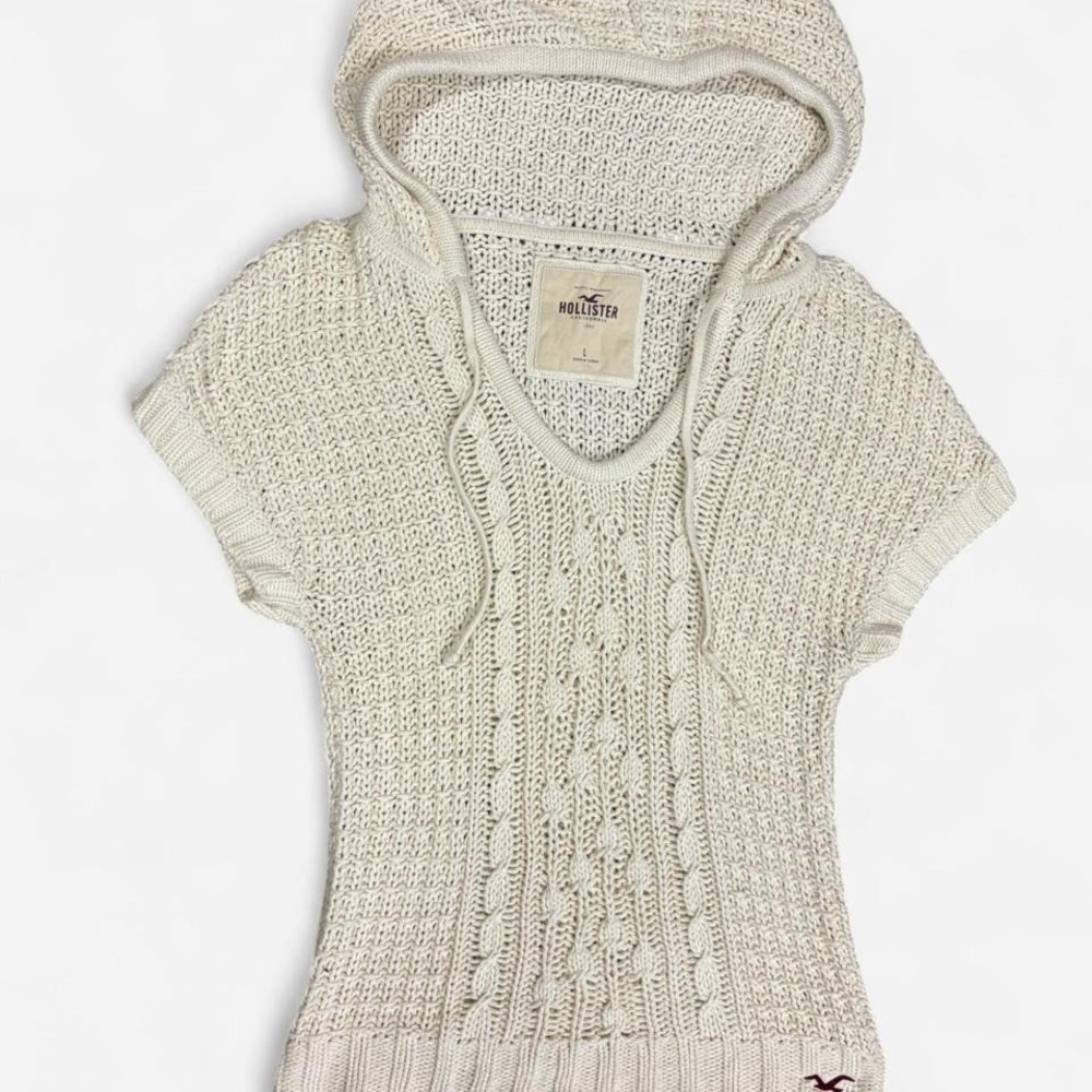 Y2K Hollister knit short sleeve hoodie Large